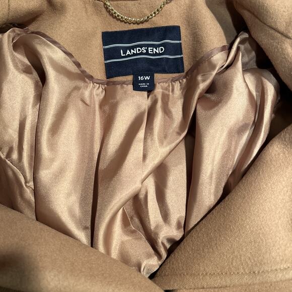 LANDS' END Beige Wool Blend Doubled Breasted Peacoat Women's Sz. 16W preppy EUC - Picture 9 of 11